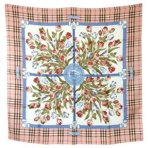 Burberry Nova Check Equestrian Floral Silk Scarf